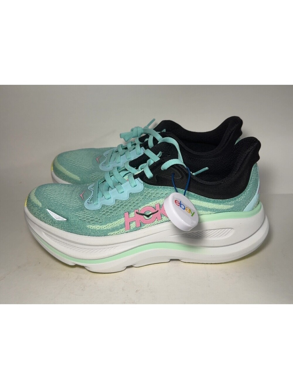 Hoka Bondi 9 Womens Running Shoes Size 7 B Teal Black Pink 1162012-BTF